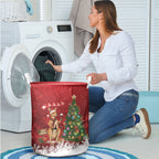 Australia Christmas In July Laundry Basket Kangaroo Santa With Aussie Wine