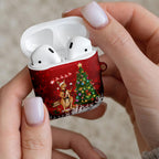 Australia Christmas In July AirPods Case Kangaroo Santa With Aussie Wine