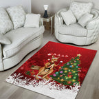 Australia Christmas In July Area Rug Kangaroo Santa With Aussie Wine