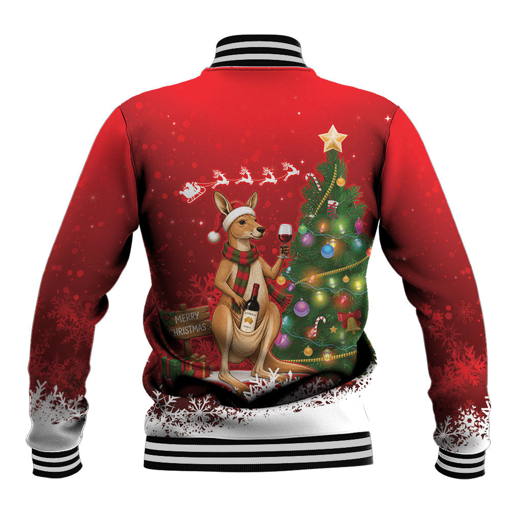 Australia Christmas In July Baseball Jacket Kangaroo Santa With Aussie Wine