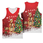 Australia Christmas In July Basketball Jersey Kangaroo Santa With Aussie Wine