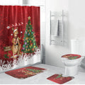 Australia Christmas In July Bathroom Set Kangaroo Santa With Aussie Wine