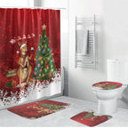 Australia Christmas In July Bathroom Set Kangaroo Santa With Aussie Wine