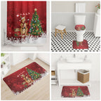 Australia Christmas In July Bathroom Set Kangaroo Santa With Aussie Wine