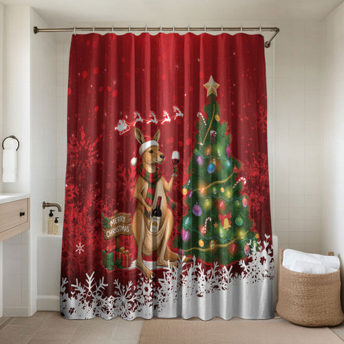 Australia Christmas In July Bathroom Set Kangaroo Santa With Aussie Wine