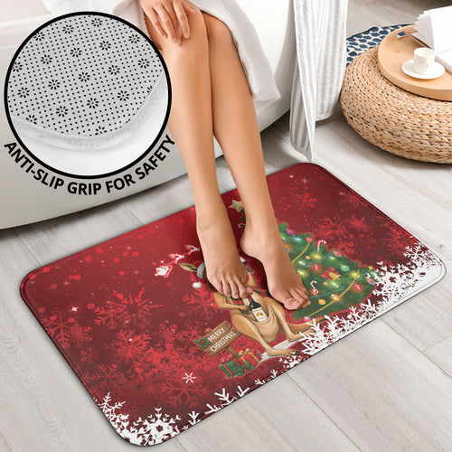 Australia Christmas In July Bathroom Set Kangaroo Santa With Aussie Wine