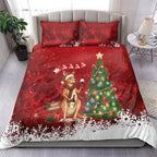 Australia Christmas In July Bedding Set Kangaroo Santa With Aussie Wine