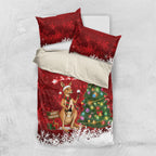 Australia Christmas In July Bedding Set Kangaroo Santa With Aussie Wine