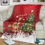 Australia Christmas In July Blanket Kangaroo Santa With Aussie Wine