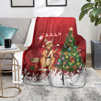 Australia Christmas In July Blanket Kangaroo Santa With Aussie Wine