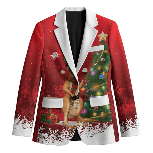 Australia Christmas In July Blazer Kangaroo Santa With Aussie Wine