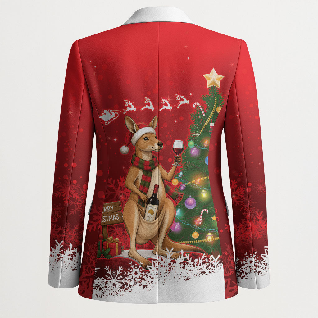 Australia Christmas In July Blazer Kangaroo Santa With Aussie Wine