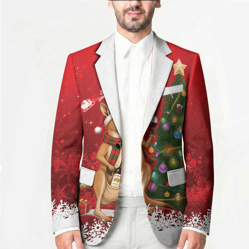 Australia Christmas In July Blazer Kangaroo Santa With Aussie Wine