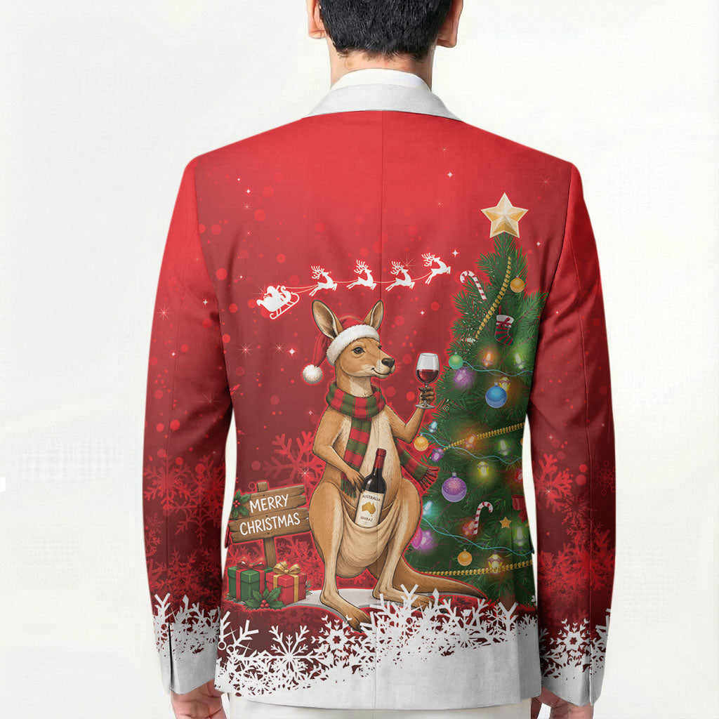 Australia Christmas In July Blazer Kangaroo Santa With Aussie Wine