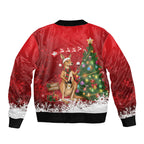 Australia Christmas In July Bomber Jacket Kangaroo Santa With Aussie Wine