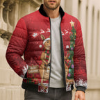 Australia Christmas In July Bomber Puffer Jacket Kangaroo Santa With Aussie Wine