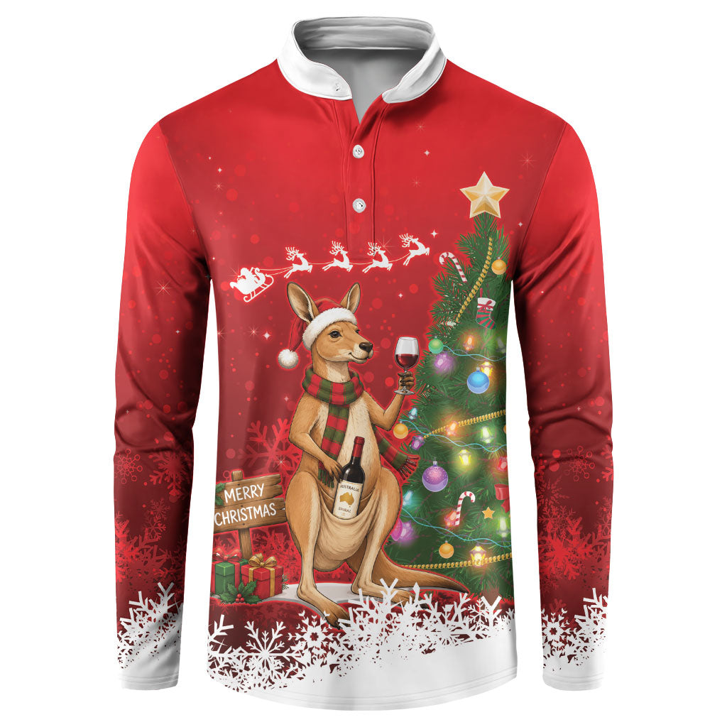 Australia Christmas In July Button Sweatshirt Kangaroo Santa With Aussie Wine