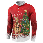 Australia Christmas In July Button Sweatshirt Kangaroo Santa With Aussie Wine