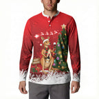 Australia Christmas In July Button Sweatshirt Kangaroo Santa With Aussie Wine