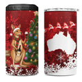 Australia Christmas In July 4 in 1 Can Cooler Tumbler Kangaroo Santa With Aussie Wine