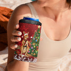 Australia Christmas In July 4 in 1 Can Cooler Tumbler Kangaroo Santa With Aussie Wine