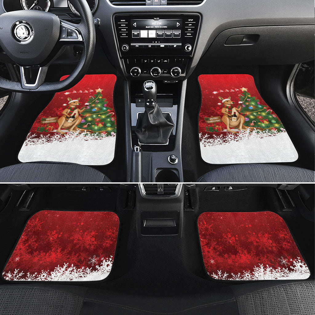 Australia Christmas In July Car Mats Kangaroo Santa With Aussie Wine