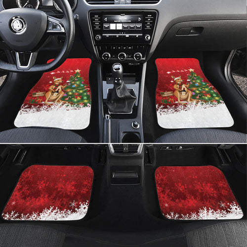 Australia Christmas In July Car Mats Kangaroo Santa With Aussie Wine