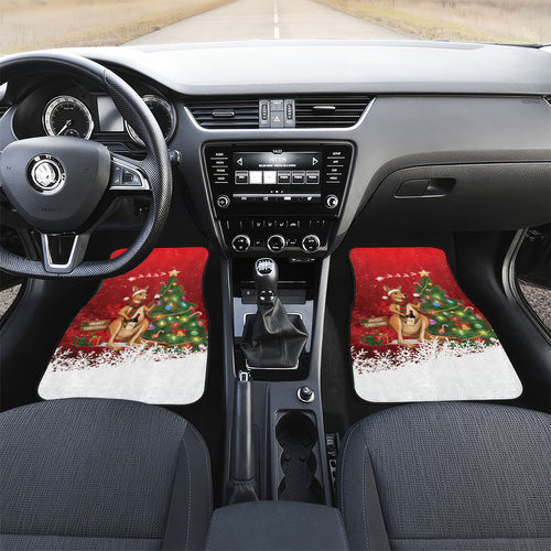 Australia Christmas In July Car Mats Kangaroo Santa With Aussie Wine