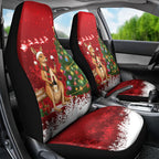 Australia Christmas In July Car Seat Cover Kangaroo Santa With Aussie Wine