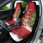 Australia Christmas In July Car Seat Cover Kangaroo Santa With Aussie Wine