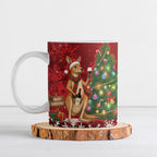 Australia Christmas In July Ceramic Mug Kangaroo Santa With Aussie Wine