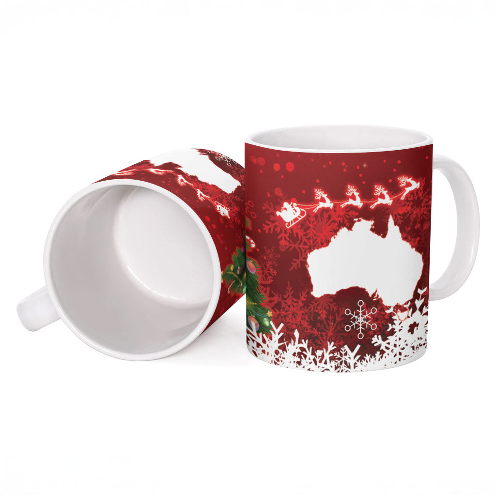 Australia Christmas In July Ceramic Mug Kangaroo Santa With Aussie Wine
