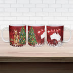 Australia Christmas In July Ceramic Mug Kangaroo Santa With Aussie Wine