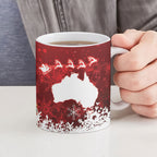 Australia Christmas In July Ceramic Mug Kangaroo Santa With Aussie Wine