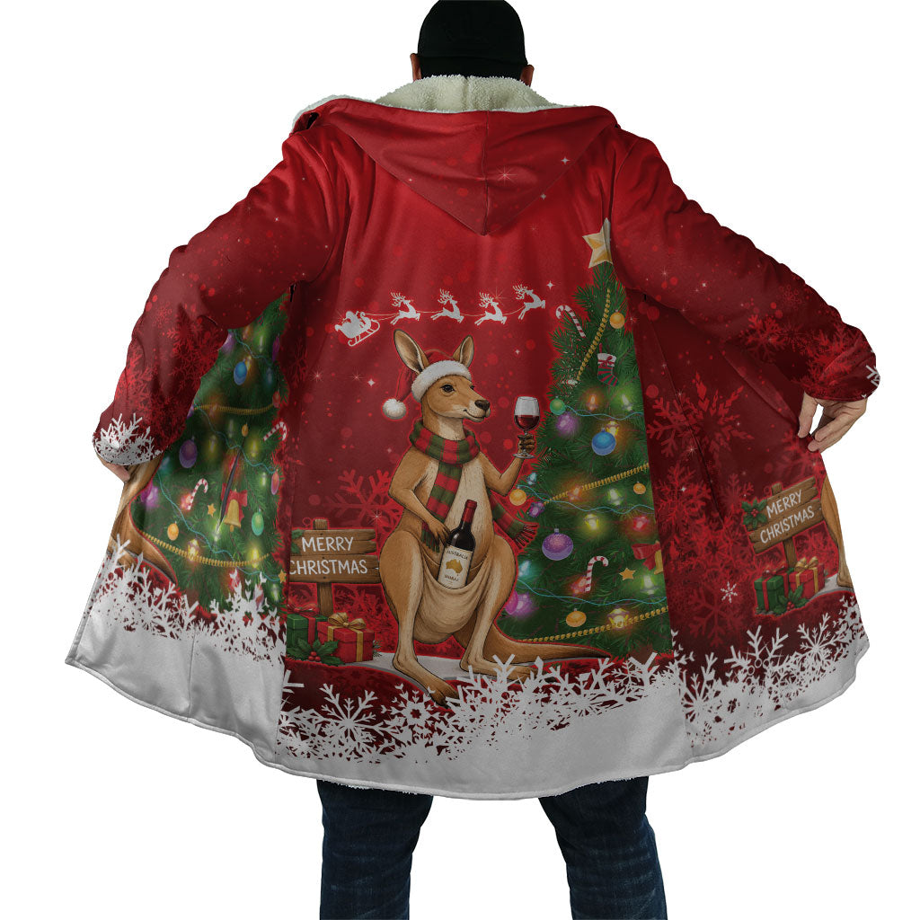Australia Christmas In July Cloak Kangaroo Santa With Aussie Wine