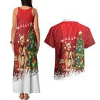 Australia Christmas In July Couples Matching Tank Maxi Dress and Hawaiian Shirt Kangaroo Santa With Aussie Wine