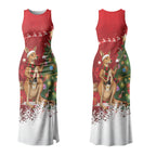 Australia Christmas In July Couples Matching Tank Maxi Dress and Long Sleeve Button Shirt Kangaroo Santa With Aussie Wine LT14