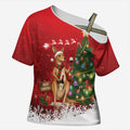 Australia Christmas In July Cross Shoulder Shirt Kangaroo Santa With Aussie Wine