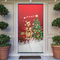 Australia Christmas In July Door Cover Kangaroo Santa With Aussie Wine