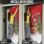 Australia Christmas In July Door Cover Kangaroo Santa With Aussie Wine