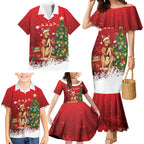 Australia Christmas In July Family Matching Mermaid Dress and Hawaiian Shirt Kangaroo Santa With Aussie Wine
