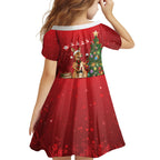 Australia Christmas In July Family Matching Off Shoulder Maxi Dress and Hawaiian Shirt Kangaroo Santa With Aussie Wine