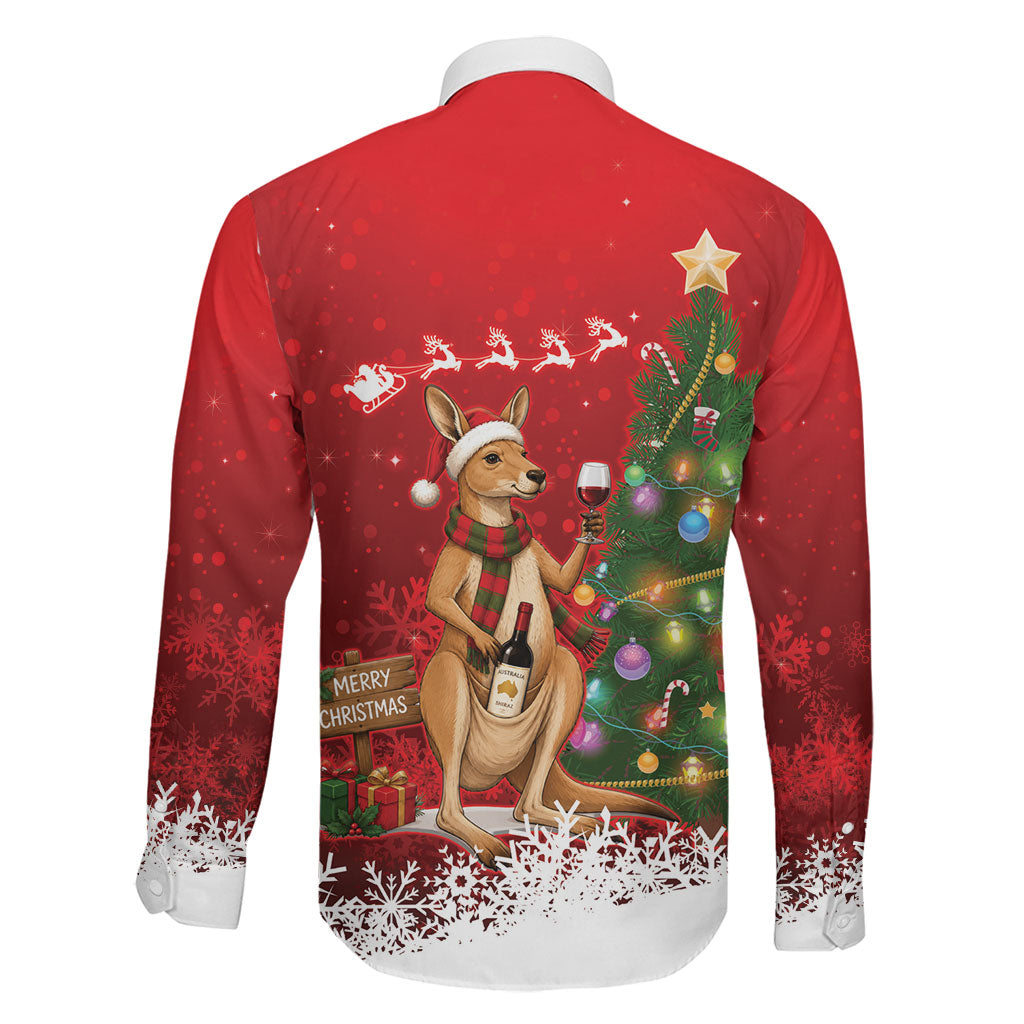 Australia Christmas In July Family Matching Off Shoulder Maxi Dress and Hawaiian Shirt Kangaroo Santa With Aussie Wine