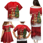 Australia Christmas In July Family Matching Puletasi and Hawaiian Shirt Kangaroo Santa With Aussie Wine