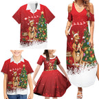 Australia Christmas In July Family Matching Summer Maxi Dress and Hawaiian Shirt Kangaroo Santa With Aussie Wine