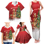 Australia Christmas In July Family Matching Tank Maxi Dress and Hawaiian Shirt Kangaroo Santa With Aussie Wine
