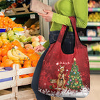 Australia Christmas In July Grocery Bag Kangaroo Santa With Aussie Wine