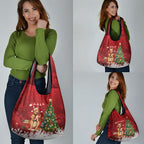 Australia Christmas In July Grocery Bag Kangaroo Santa With Aussie Wine