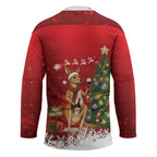 Australia Christmas In July Hockey Jersey Kangaroo Santa With Aussie Wine