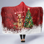 Australia Christmas In July Hooded Blanket Kangaroo Santa With Aussie Wine